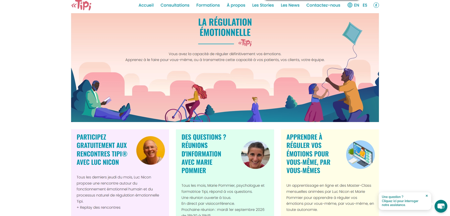 Site vitrine de Tipi, consultations et formations en régulation émotionnelle